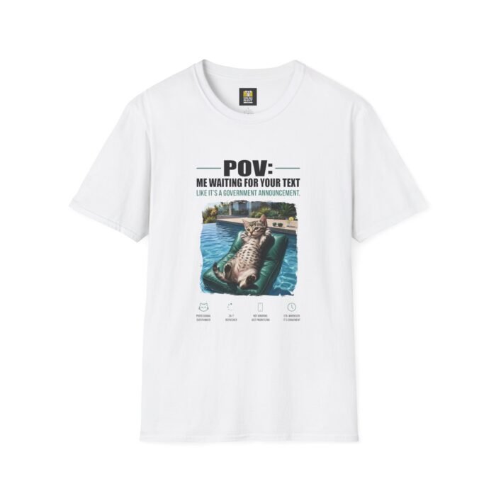 POV: Waiting for Your Text Funny Cat T-Shirt | Meme Graphic Tee | Unisex Streetwear